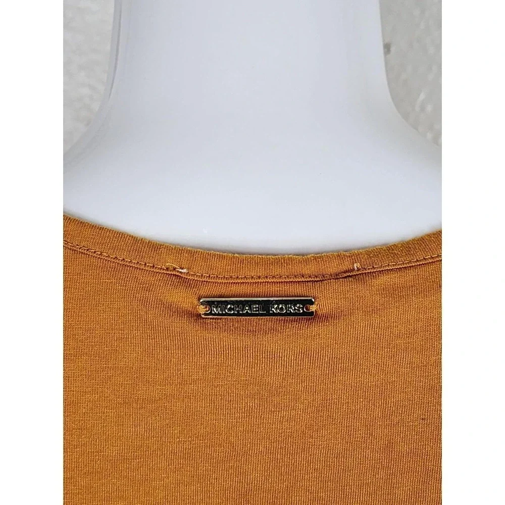 Michael Kors Sleeveless Peplum Blouse Mustard Yellow Tiered Ruffle Top Small